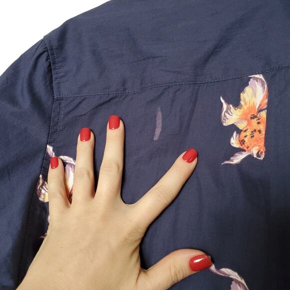 Kennington | Gold Fish Print Button Up Shirt - Picture 5 of 8